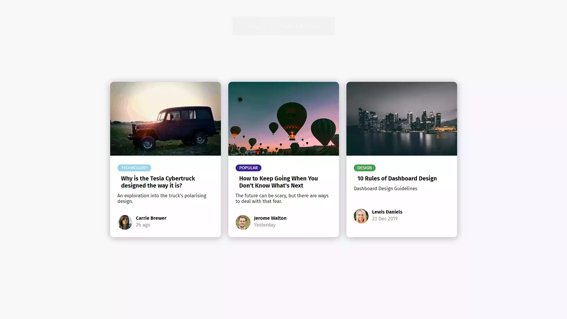 Blog UI Cards using HTML and CSS