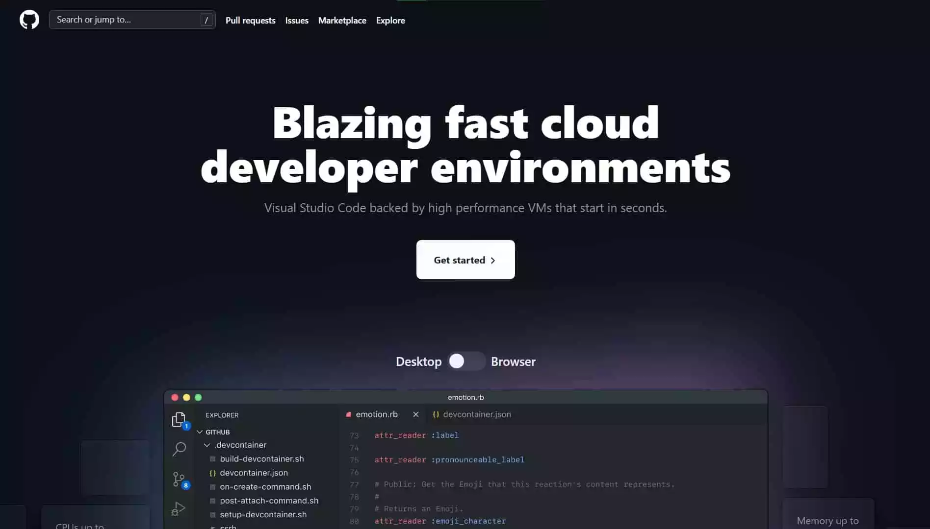 Github Codespaces Home Page Clone with Next.js and Tailwind Github Codespaces Home Page Clone with Next.js and Tailwind