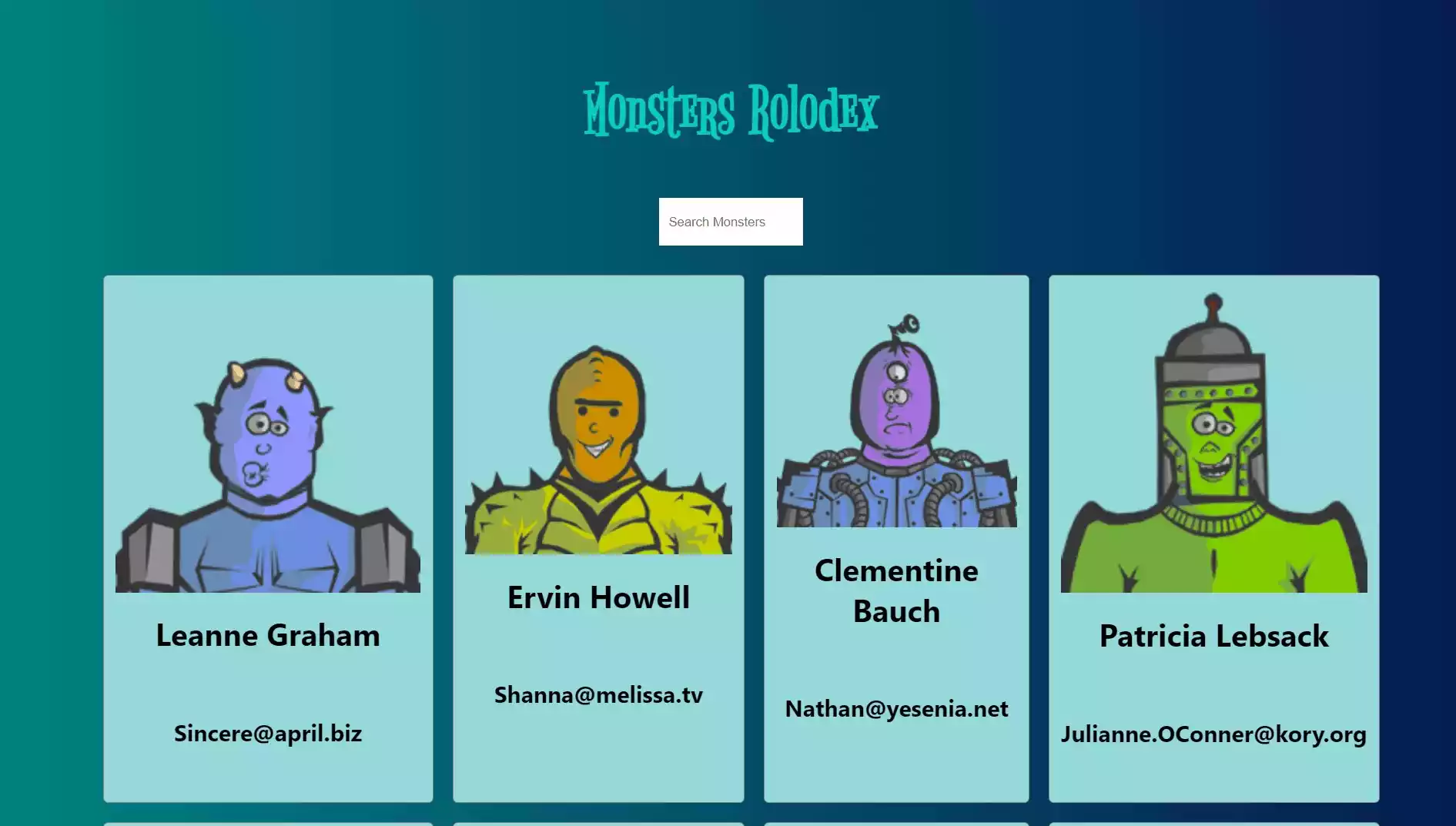 Monsters Rolodex with React App - A fun way to learn React Monsters Rolodex with React App   A fun way to learn React