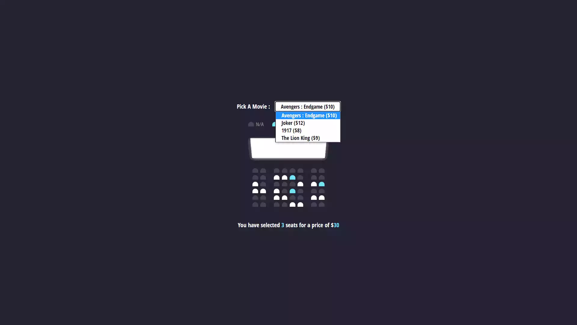 Movie Seat Booking Website using HTML CSS and JavaScript Movie Seat Booking Website using HTML CSS and JavaScript